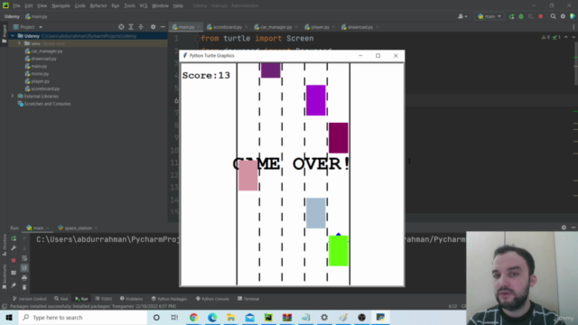 Python Course - Doing the Car Race Game with Turtle Module – Screenshot 3