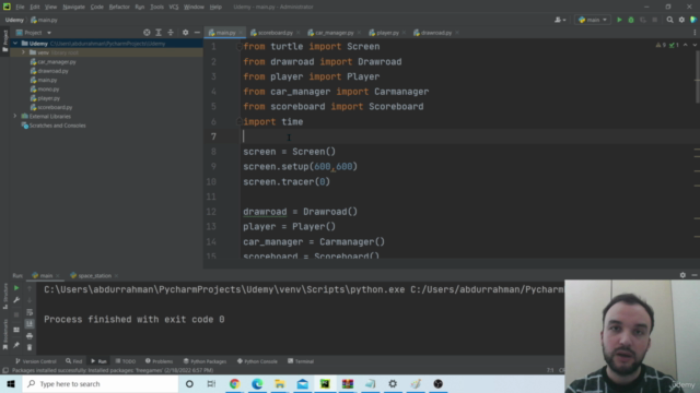 Python Course - Doing the Car Race Game with Turtle Module – Screenshot 4