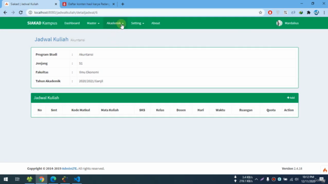 Membangun Sistem Informasi Akademik Kampus Codeigniter 4 – Screenshot 2