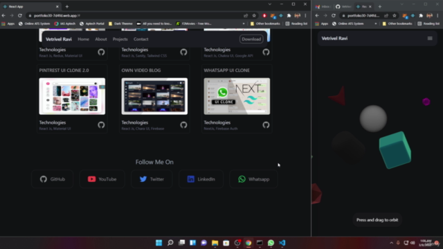 Web 3.0 Portfolio - ReactJs, Spline 3D & Framer Motions – Screenshot 3