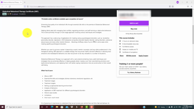 Dialectical Behavioral Therapy Certificate (DBT) – Screenshot 1