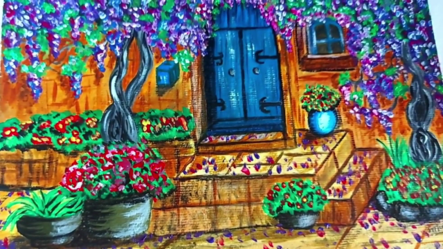 Paint An Acrylic landscape With Wisteria Blossoms – Screenshot 1