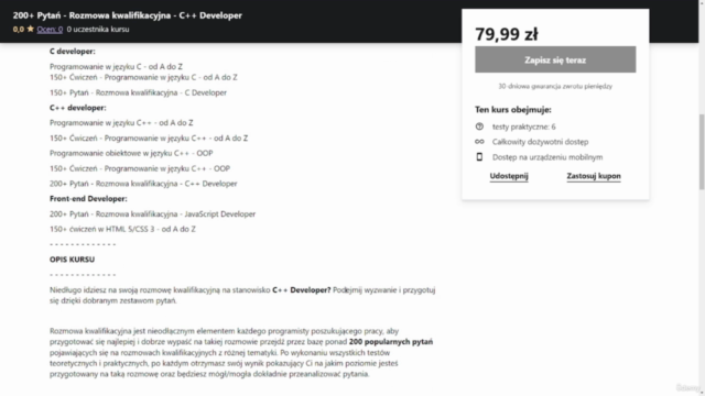 200+ Pytań - Rozmowa kwalifikacyjna - C++ Developer – Screenshot 1