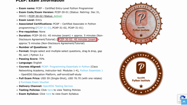 Certification de programmeur Python PCEP | +Test Examen – Screenshot 2