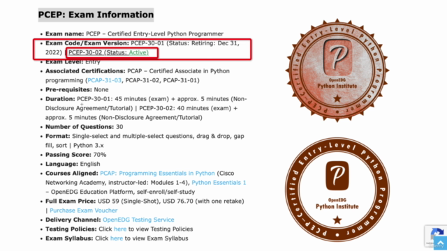 Python Programmer Certification PCEP | + Test Exam – Screenshot 2
