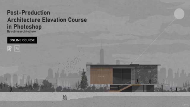 Post-Production Architecture Elevation Course in Photoshop – Screenshot 1