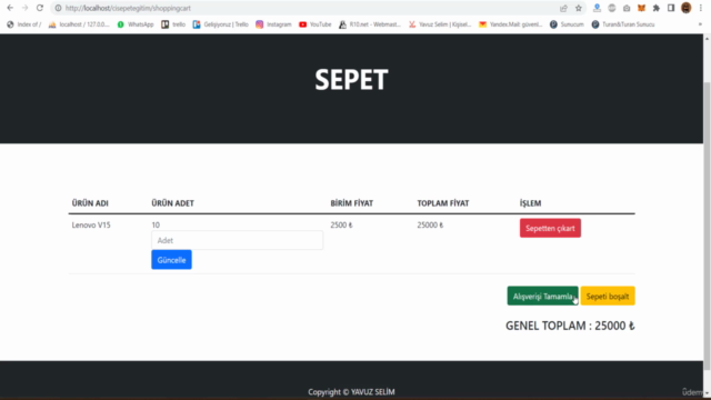 PAYTR Entegrasyonlu CodeIgniter & Ajax ile Alışveriş Sepeti – Screenshot 2