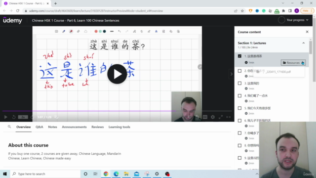 Chinese HSK 1 Course - Part 6, Learn 100 Chinese Sentences – Screenshot 1