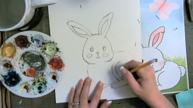 How to Paint a Cute Rabbit Using Watercolor for Beginner Art – Screenshot 1