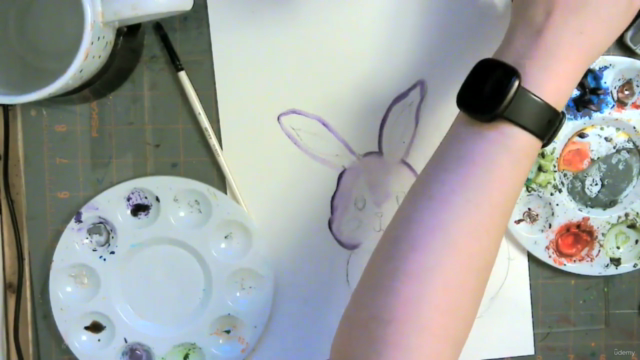 How to Paint a Cute Rabbit Using Watercolor for Beginner Art – Screenshot 3