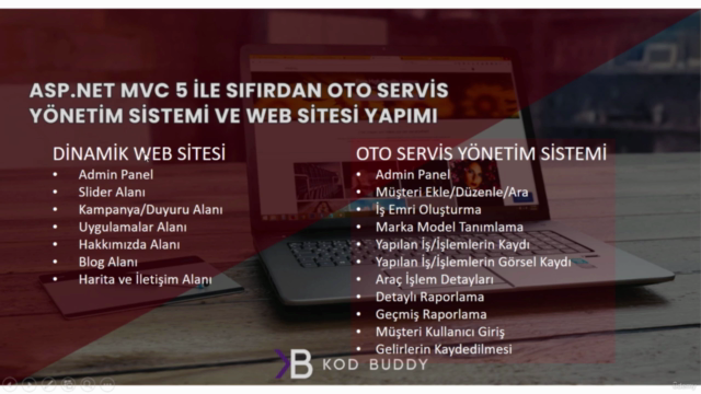 ASP.NET MVC 5 İle Oto Servis Yönetim Sistemi ve Web Sitesi – Screenshot 1