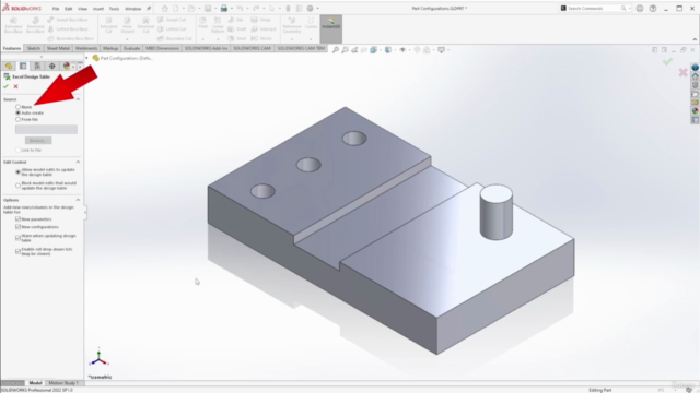 SolidWorks Design Tables – Screenshot 2