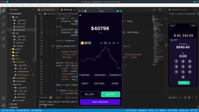 Create A Cryptocurrency Portfolio Mobile App With Python – Screenshot 3