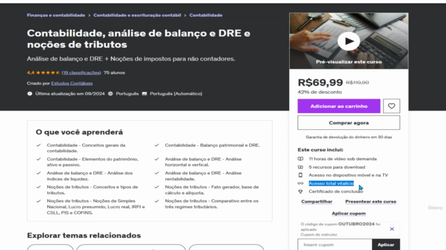 Contabilidade, análise de balanço e DRE e noções de tributos – Screenshot 3
