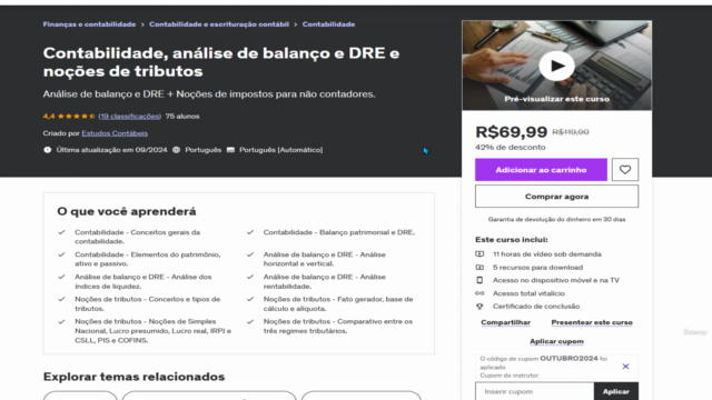 Contabilidade, análise de balanço e DRE e noções de tributos – Screenshot 4