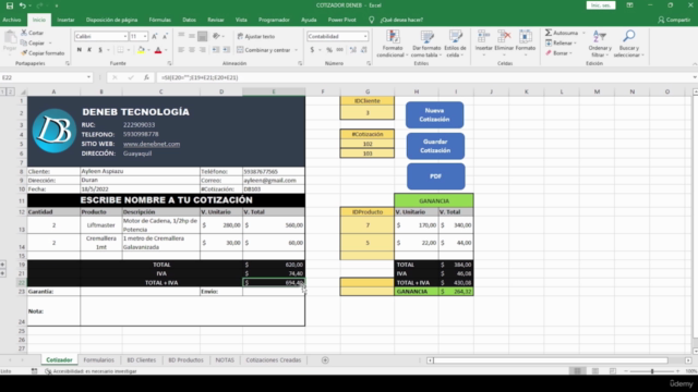 COTIZADOR en Excel (SIN MACROS) – Screenshot 2
