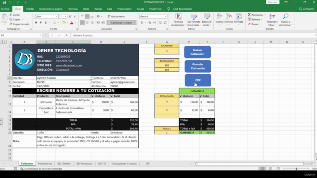 COTIZADOR en Excel (SIN MACROS) – Screenshot 4