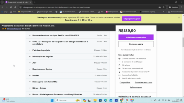 Preparatório mercado de trabalho em TI com foco em Java – Screenshot 2