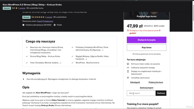 Kurs WordPress i WooCommerce - Krok po Kroku – Screenshot 1