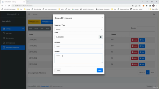 สร้างเว็บรายรับ รายจ่าย ด้วย C# ASP.NET Core MVC Basic – Screenshot 4