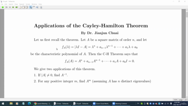 Applications of the Cayley-Hamilton Theorem – Screenshot 1