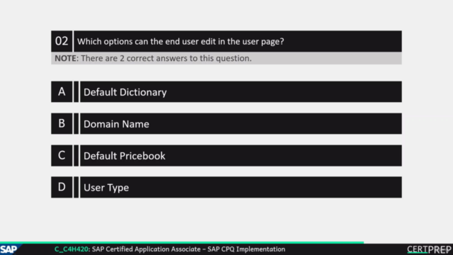 C_C4H420_13 - SAP CPQ Implementation | Exam Questions – Screenshot 1