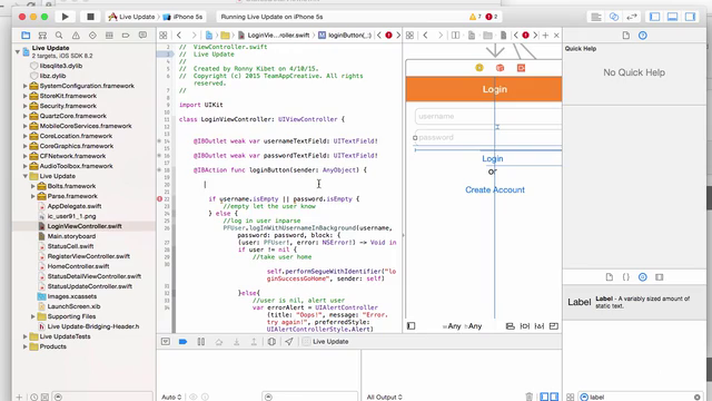 Create a Live Update chat app with Swift IOS8 and Xcode. – Screenshot 1