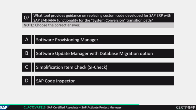 C_ACTIVATE13 - SAP Activate Project Manager | Exam Questions – Screenshot 4