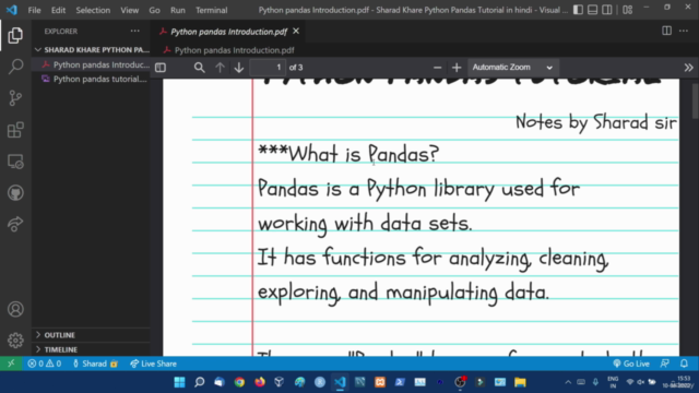 Complete Python Pandas Tutorial in Hindi (With Notes) – Screenshot 1