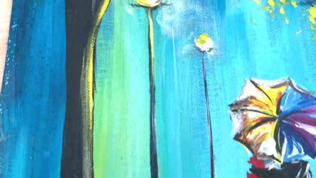 Romantic Couple in Monsoon Landscape - Acrylic Painting – Screenshot 4