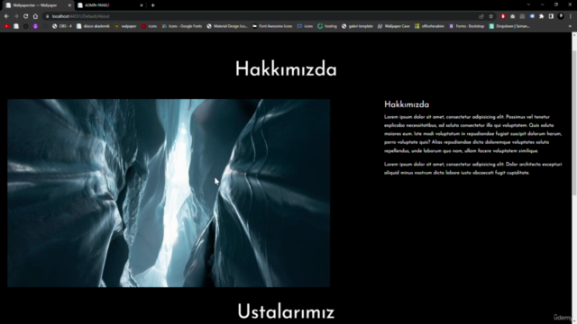 .Net Core 5 ile Admin Panelli Kurumsal Web Site Projesi – Screenshot 1