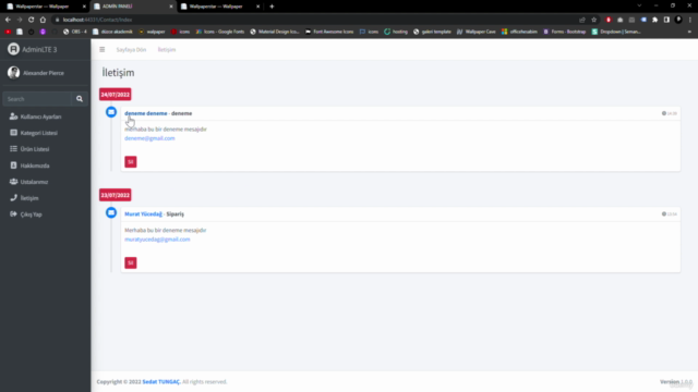 .Net Core 5 ile Admin Panelli Kurumsal Web Site Projesi – Screenshot 4
