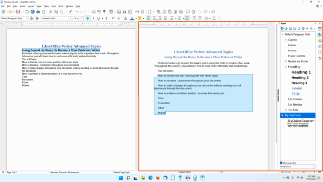 LibreOffice Writer Advanced Topics – Screenshot 1