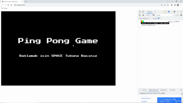 [Temel Seviye] Phaser 3 ile Ping Pong Oyunu Geliştirme – Screenshot 1