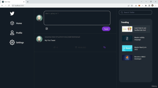 Build a Web3 Twitter clone using Solidity and Polygon – Screenshot 2