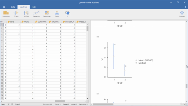 ANALYSE STATISTIQUE DE DONNEES PAR JAMOVI [Français] – Screenshot 3