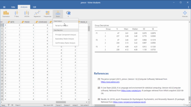 ANALYSE STATISTIQUE DE DONNEES PAR JAMOVI [Français] – Screenshot 4