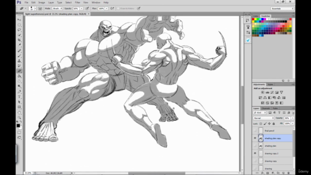 Drawing a Superhero fight scene from start to finish – Screenshot 2