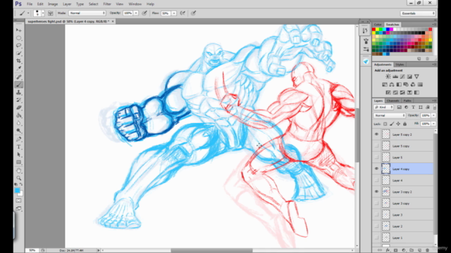 Drawing a Superhero fight scene from start to finish – Screenshot 3