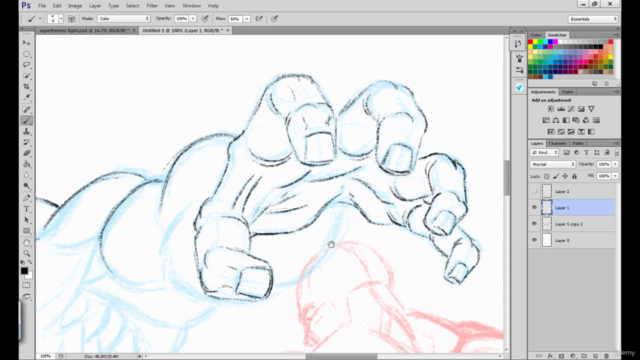 Drawing a Superhero fight scene from start to finish – Screenshot 4