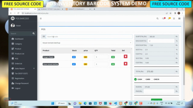 PHP Mysql Inventory Barcode POS Web App with Dashboard – Screenshot 1