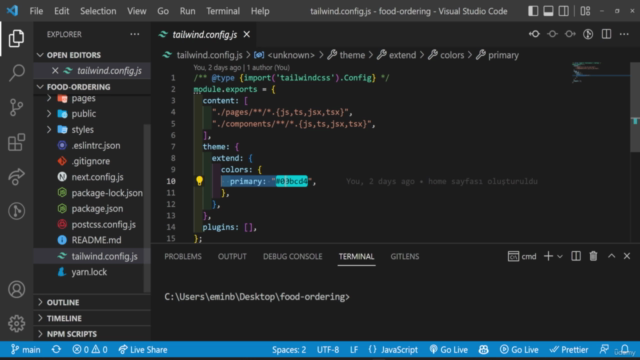 React (Next.js) ile Full Stack Yemek Sipariş Projesi – Screenshot 1