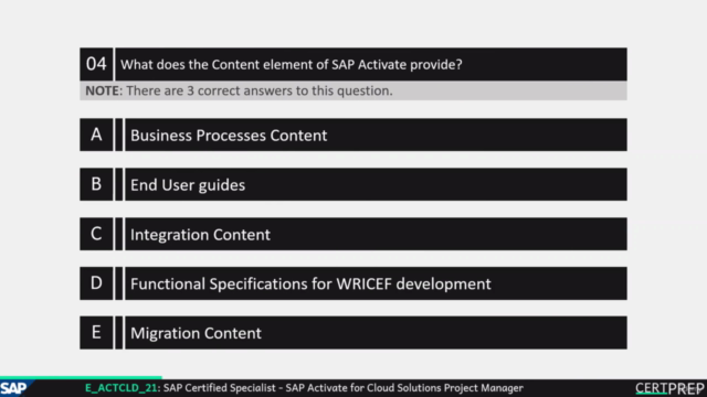 E_ACTCLD_21 - SAP Activate Project Manager | Exam Questions – Screenshot 2