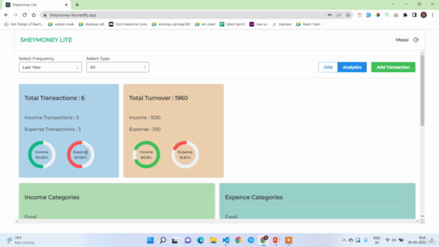 Expence Tracker App In React , Redux , Firebase , Mantine – Screenshot 4