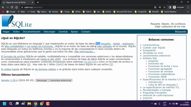 Curso de Base de Datos SQLite – Screenshot 2