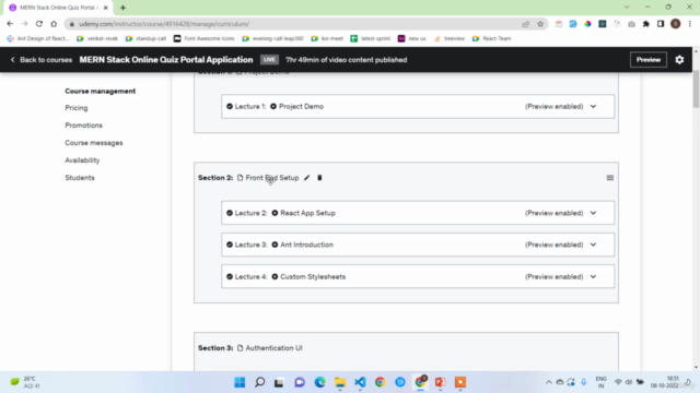 MERN Stack Online Quiz Portal Application – Screenshot 1