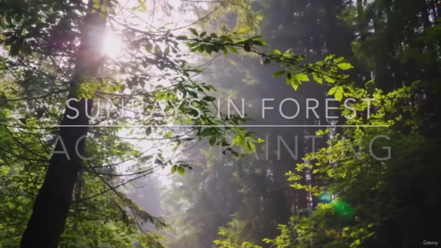 Sunrays In Forest - Acrylic Painting For Beginners – Screenshot 1