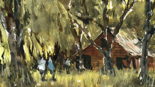 Country Barn House Landscape in Watercolour – Screenshot 1