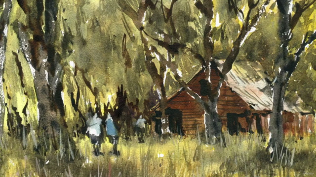 Country Barn House Landscape in Watercolour – Screenshot 4