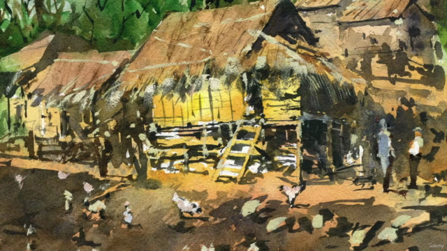 Loose Watercolor Essentials: Village Huts in Watercolor – Screenshot 1